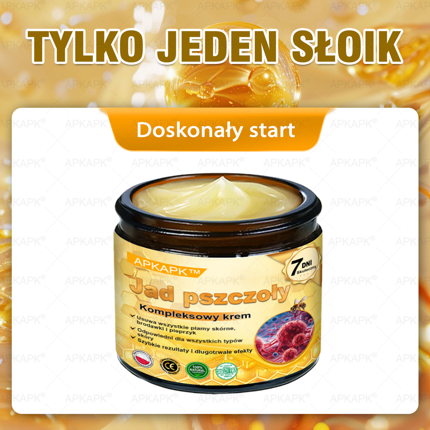 𝖠𝖯𝖪𝖠𝖯𝖪® 🐝𝗕𝗲𝗲 𝗩𝗲𝗻𝗼𝗺 𝗞𝗿𝗲𝗺 𝗻𝗮 𝗼𝗯𝗻𝗼𝘄𝗲𝗻𝗶𝗲 𝗸𝗼𝘇𝗵𝘆🐝pomaga w leczeniu problemów skórnych, takich jak: zmarszczki, blizny, plamy pigmentacyjne, rozstępy, trądzik, łuszczyca, egzema, zmiany skórne, podrażnienia, stany zapalne i inne problemy skórne