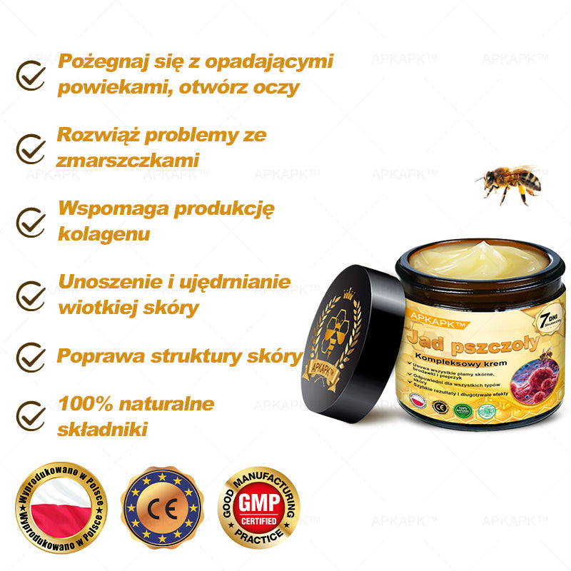 ΑPΚΑPK™ Jad Pszczoły Kompleksowy Krem🥇pomaga w leczeniu problemów skórnych, takich jak: zmarszczki, blizny, plamy pigmentacyjne, rozstępy, trądzik, łuszczyca, egzema, zmiany skórne, podrażnienia, stany zapalne i inne problemy skórne🔥